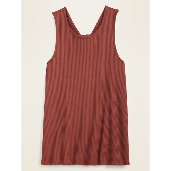 Old Navy Brown Twisted Racerback Tank Top Sz XL Ribbed Loose Fit Casual Tee - Picture 2 of 8